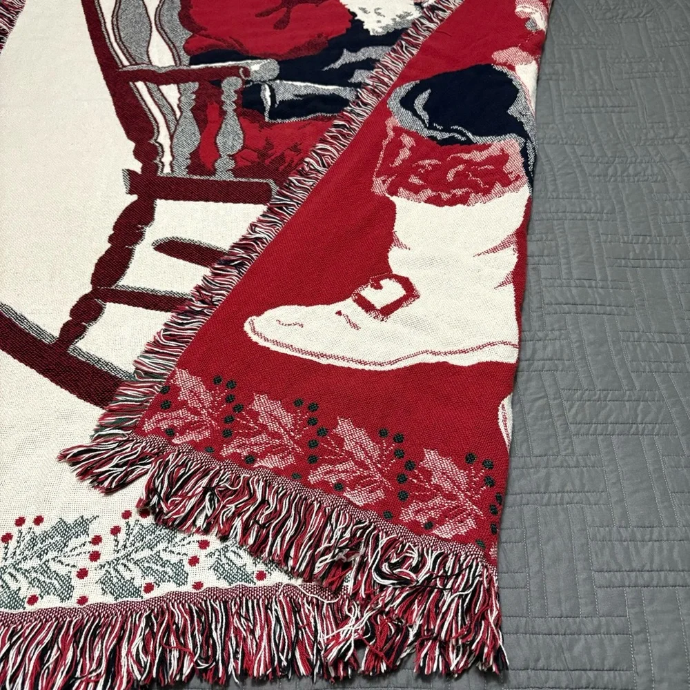 Vintage Santa Rocking Chair Toy Christmas Tapestry Throw Blanket 90s 64